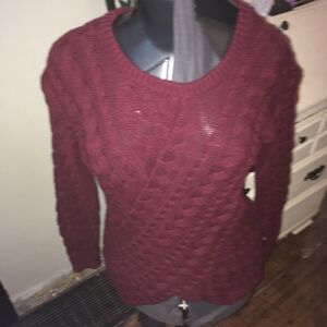 Nasty Gal high low maroon chunky fisherman sweater